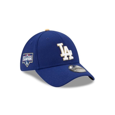 Blue Los Angeles Dodgers Hat - New Era MLB Gold Collection 39THIRTY Stretch Fit Caps USA2548163